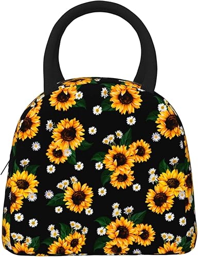 Miniatura 2 de Lonchera con diseño de girasoles y flores, reutilizable, con diseño de margaritas, con aislamiento floral, para el trabajo, picnic, viajes al aire