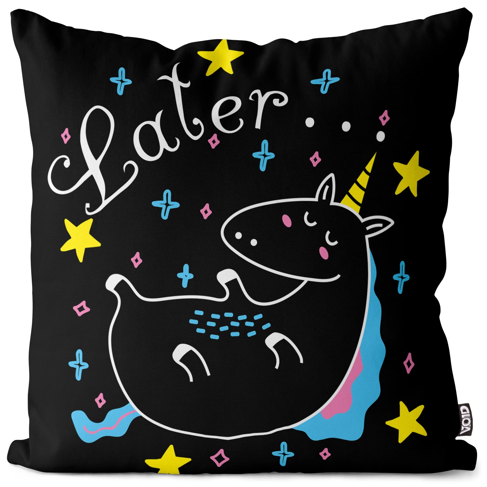 VOID Later Sleepy Unicorn poszewka na poduszkę z jednorożcem na poduszkę do użytku na zewnątrz, wymiary poduszki: 80 x 80 cm