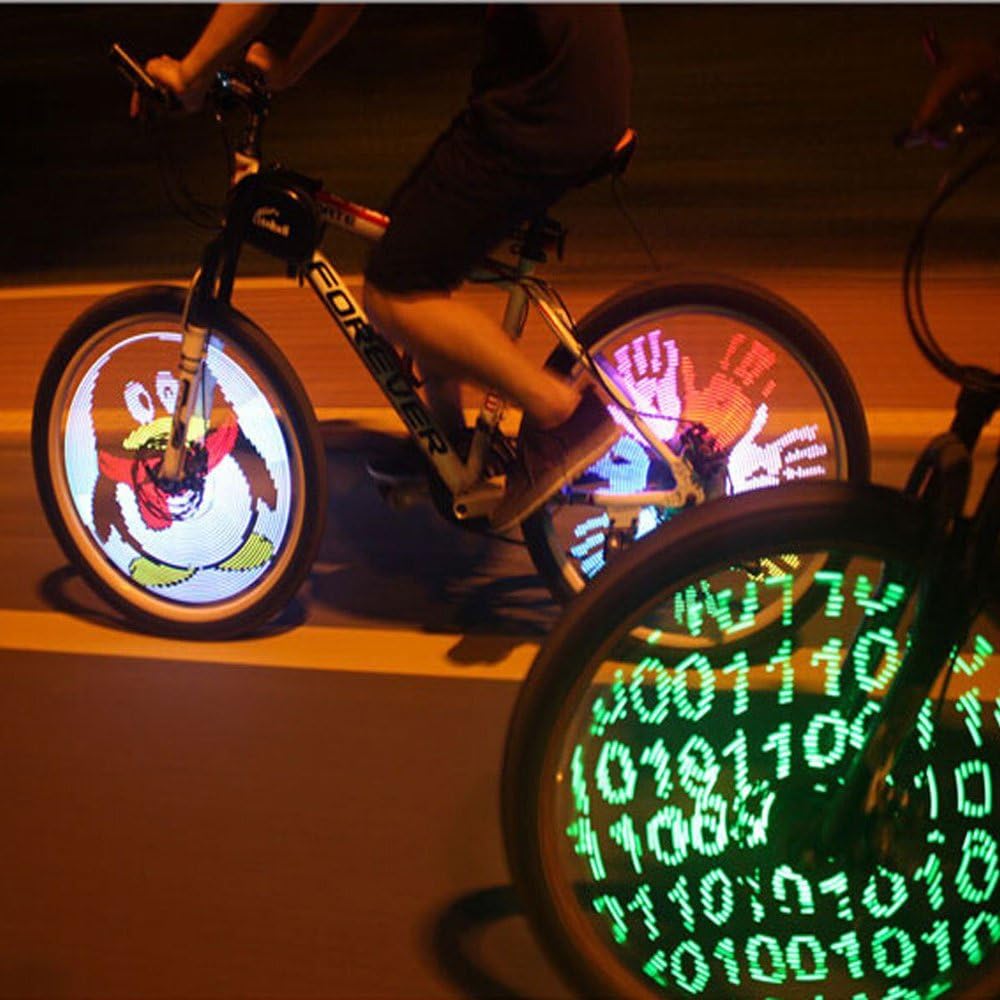 128 RGB LED Bicycle Spokes Lights Color Changing Programmable Waterproof Bicycle Light Spoke Wheel Light Bike Light Lamp