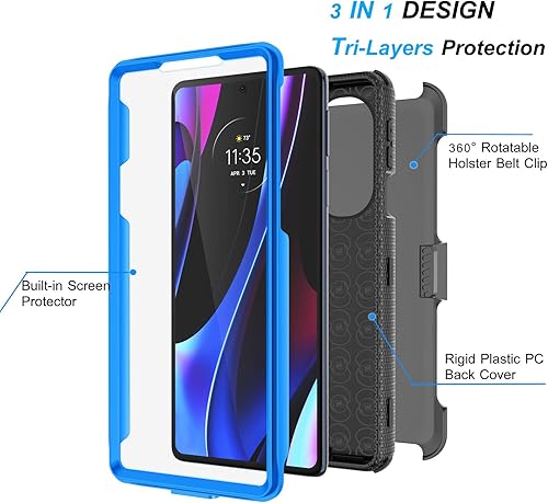 Miniatura 9 de Njjex Funda para Moto Edge Plus 2022, para Motorola Edge+ 5G UW 2022Edge 30 ProEdge X30, Nbeck Protector de pantalla integrado de alta resistencia,
