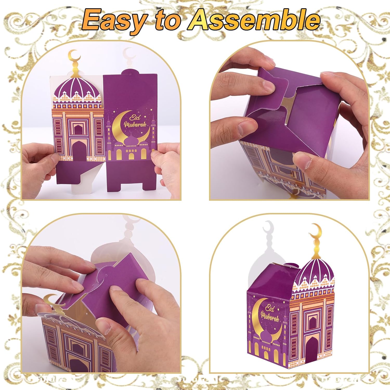 30pcs Ramadan Gift Box, Eid Mubarak Gift Boxes Foldable Goodie Boxes for Presents Paper Party Favor Boxes Eid Al Fitr Boxes for Muslim Party Candies Cakes Gifts - Image 4