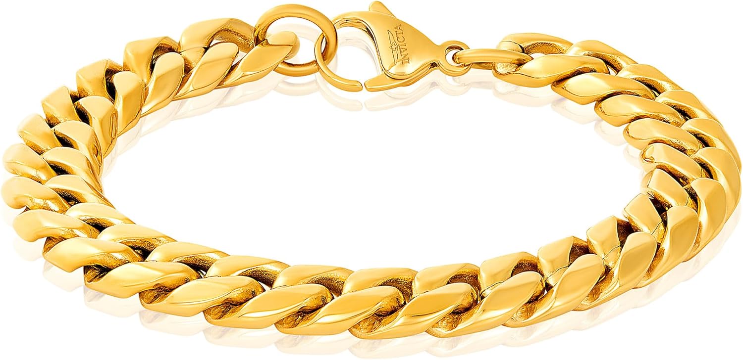 Invicta Bracelet for Men, Stainless Steel Chain Jewelry, Polsihed Curb, 12mm, 8.75" - Image 7