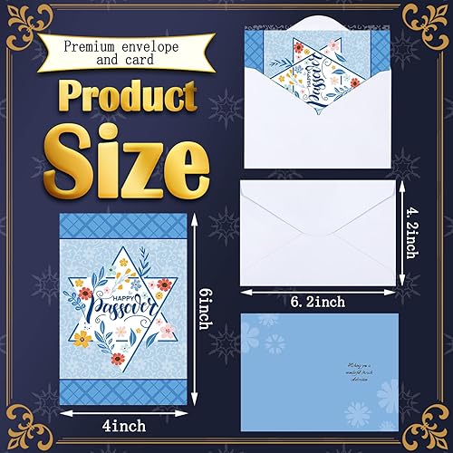 Miniatura 9 de Janlaugh 24 juegos de tarjetas de felicitación de Pascua con sobres, tarjetas de Pascua surtidas, tarjetas navideñas judías para oficina, escuela,
