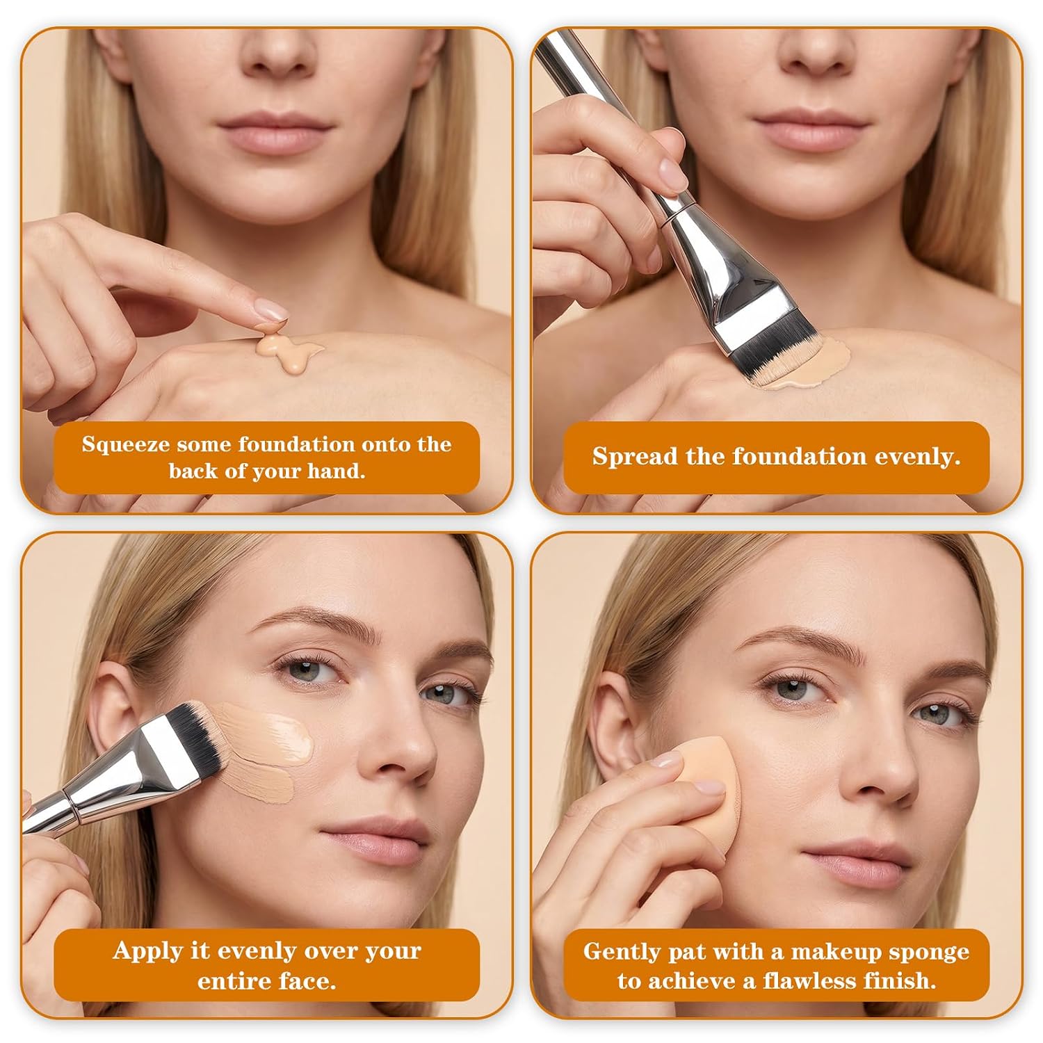 4pcs Flat Foundation Brush Korean Makeup Spatula Brush Facial Contour Ultra-Thin for Face Cream Liquid Foundation Blending Powder Cream Powder Blush Buffing Silver Purple White Black