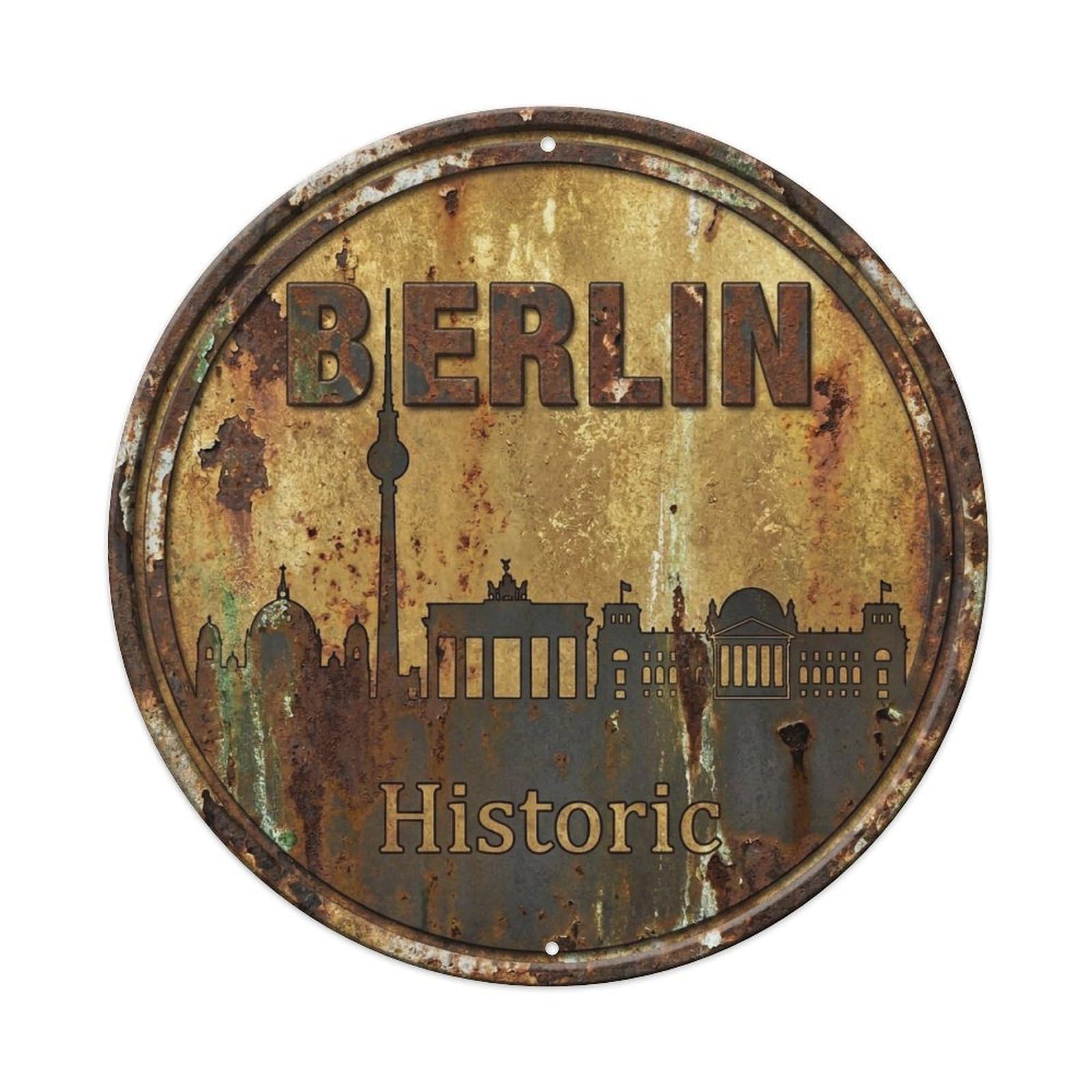 Yrnq 8X8inch Vintage Style Vintage Travel Berlin Germany Capital Metal Tin Sign