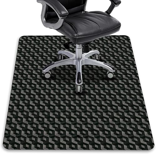 Miniatura 1 de Tapete para silla de oficina para suelos de madera dura, 48 x 36 pulgadas, tapete negro para silla con patrón 3D, protector de suelo resistente para