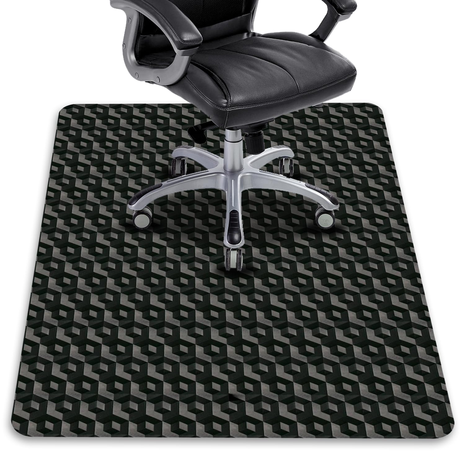 Office Chair Mat for Hardwood Floors 48 x 36 Black 3D Pattern PVC Chair Mat Heavy Duty Floor
