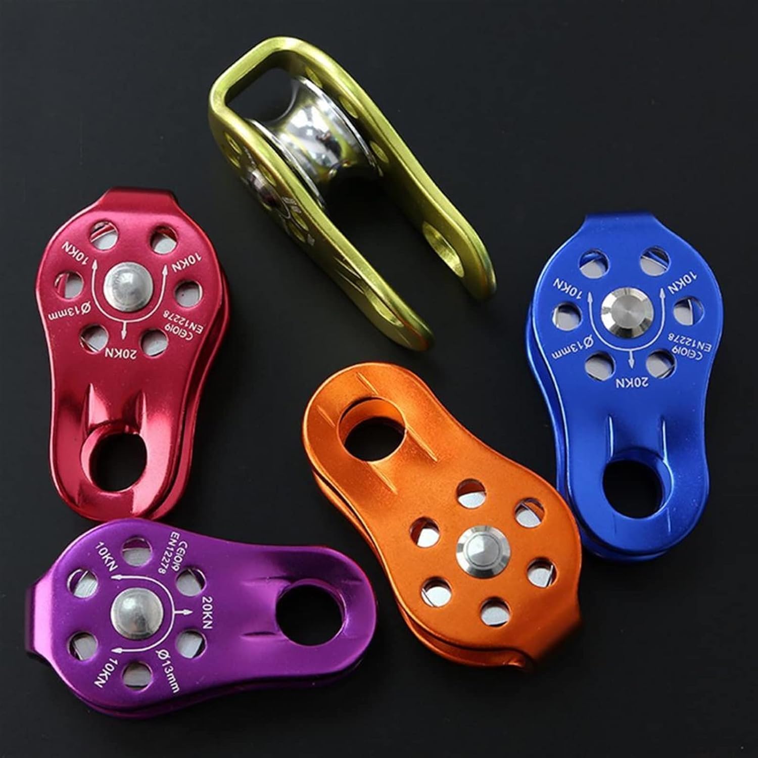 INLIMA Pulley Pulley Climbing Outdoor Rock Climbing Fixed Side Plate Single Sheave Pulley Hauling Gear Tool Climbing Accessories (Color : Purple)