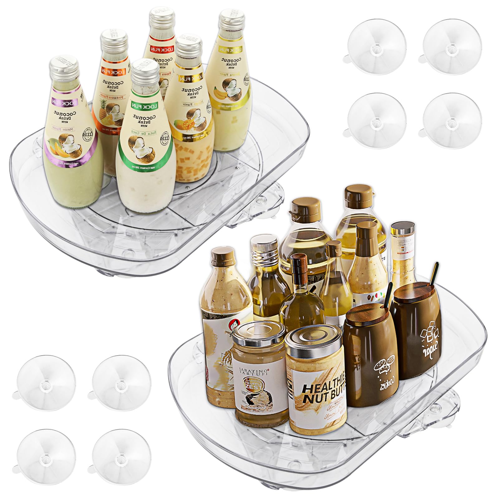 YAYODS 2 Pack Lazy Susan Turntable Organizer for Refrigerator, Rotating 15.7