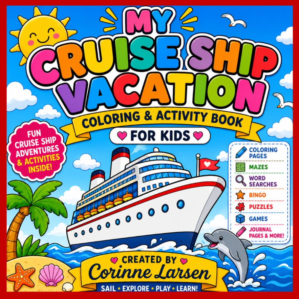 My Cruise Ship Vacation Coloring & Activity Book for Kids: Fun Cruise-Themed Coloring Pages, Mazes, Word Searches, Bingo, Games, Journal Pages & Vacation Activities for Ages 4–10