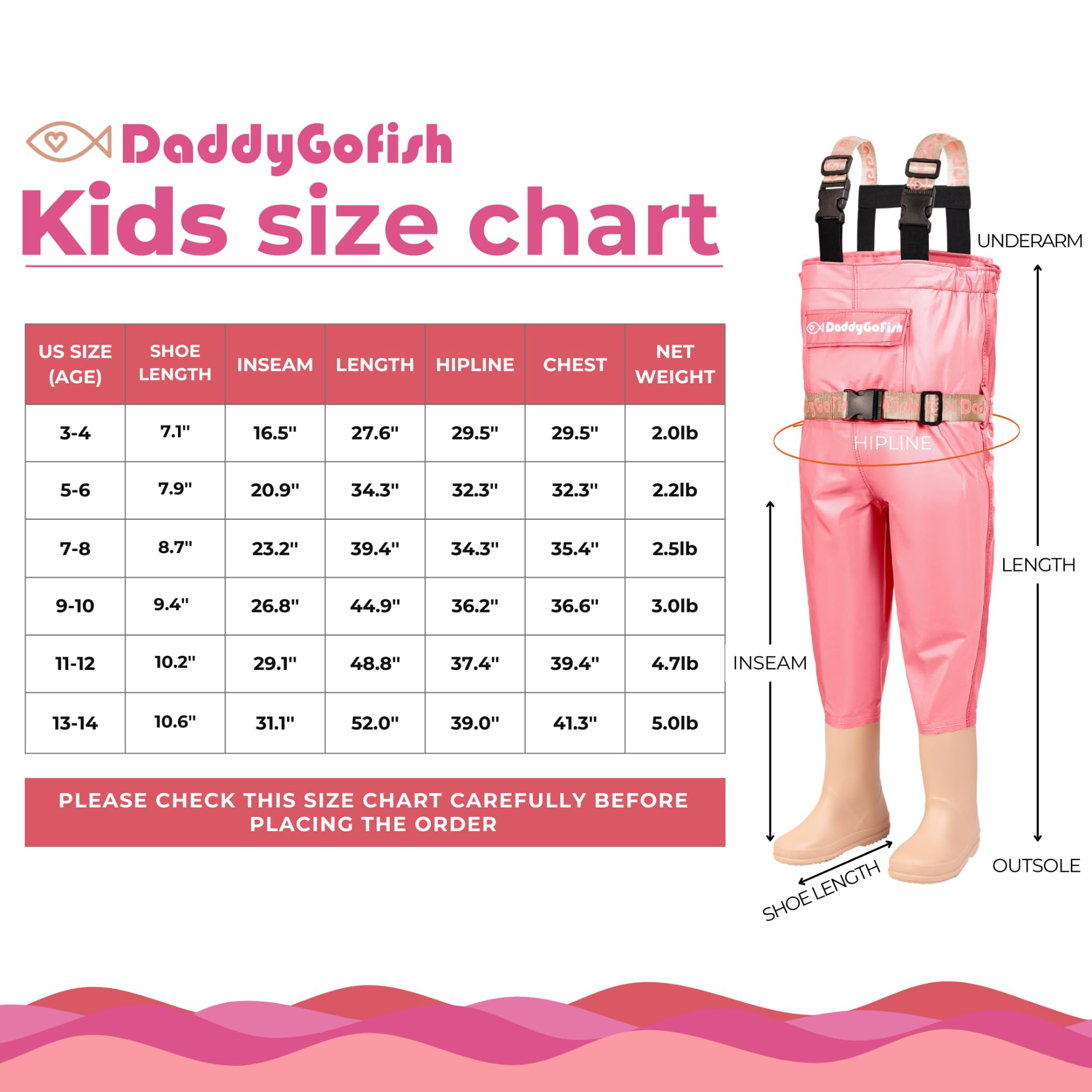 DaddyGoFish Wathose Für Kinder Und Erwachsene, Wathose Zum Angeln Und Jagen Mit Einer Tasche Und Einem Wathose-Aufhänger