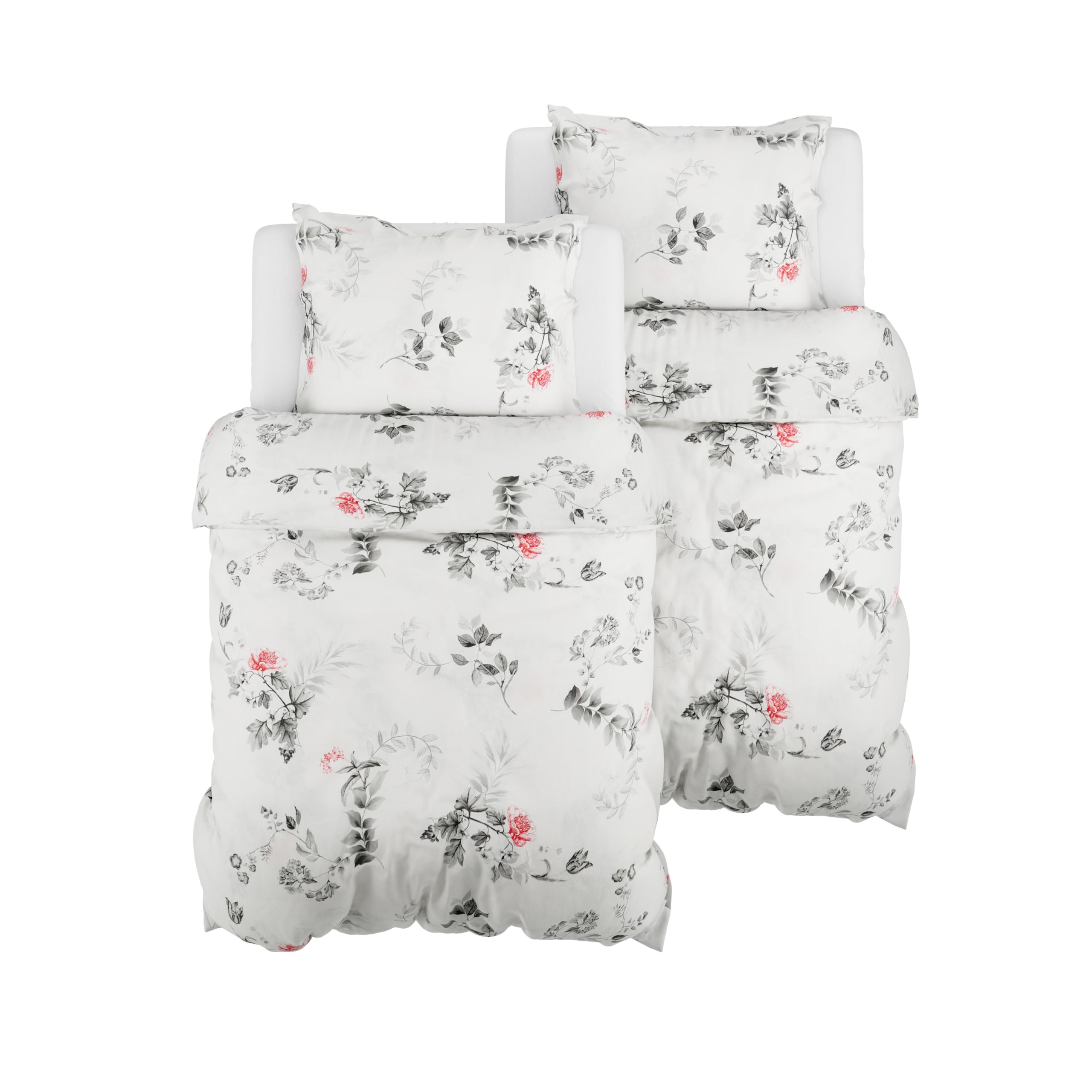 4housedesign®, biancheria da letto in cotone, 135 x 200 cm, 4 pezzi, certificato Oeko-Tex, traspirante, con chiusura lampo, facile da pulire, set di biancheria da letto (primavera)