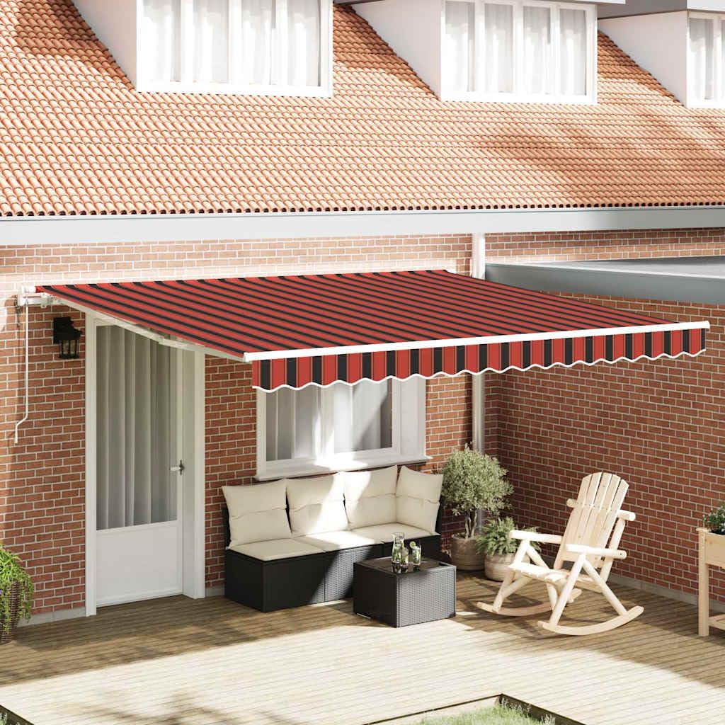 Einziehbare Markise 400 x 350 cm mit modernem Streifenmuster für Terrasse und Garten – Markise aus robustem Markisenstoff mit manueller Funktion