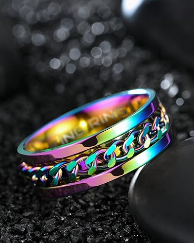 Vista 29 de King Ring 8mm Spinner Ring – Fidget Ring for Men & Women – Designed in USA Negro