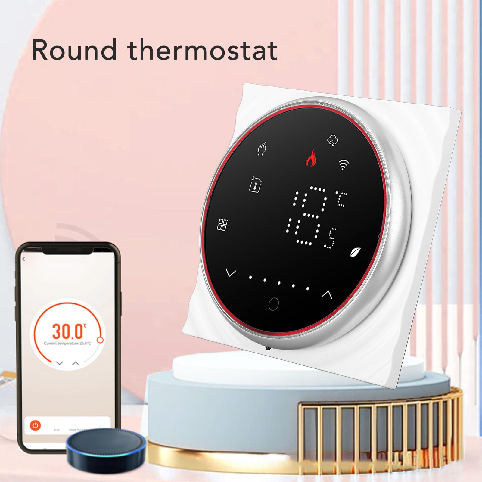 Generic Smart Home Thermostat, Wysoka dokładność 1 dzień 6 Okres Programowalny 5+1+ Tryb Termostat Domowy AC 95–240 V dla urządzeń Gospodarstwa Domowego (BLACK)
