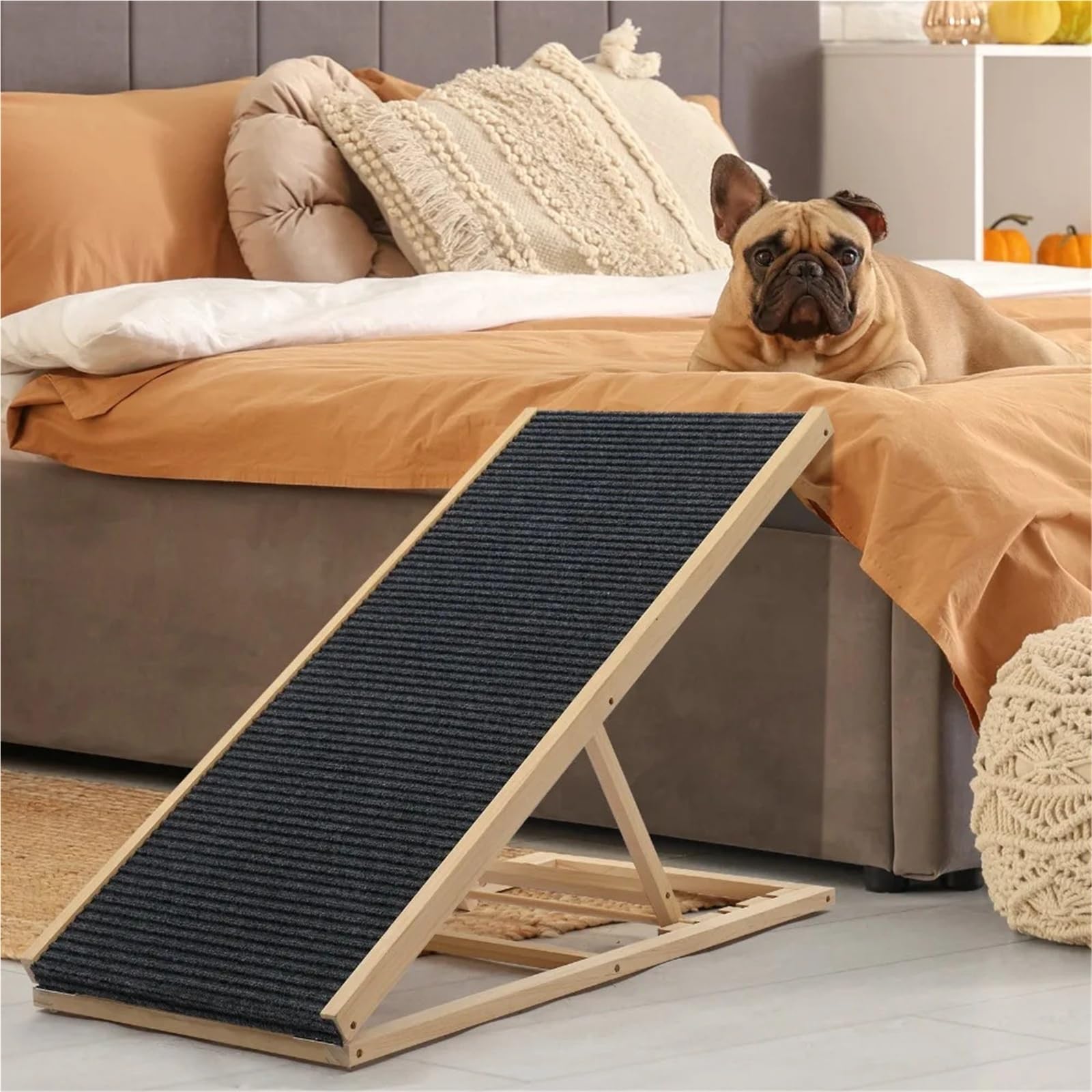 Escaleras Plegables con rampa for Perros con Altura Ajustable, inclinación de 39° for Perros pequeños y Grandes for Subir al sofá Cama, sofá y Coche(70cm)