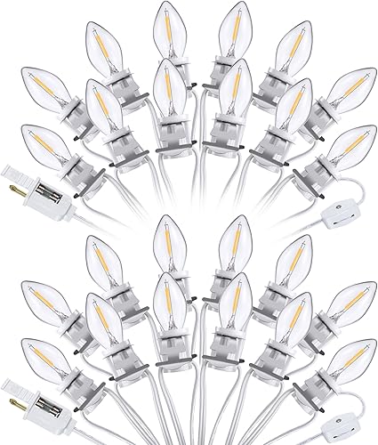 Miniatura 8 de Paquete de 2 cables de accesorios con bombilla LED C7, clip de luces de pueblo de Navidad con doble fusible de repuesto, molde de soplado,