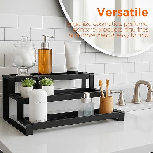 Miniatura 6 de Organizador de especias de 3 niveles para armario de cocina o despensa, estante de organización de especias expandible de 16 a 29 pulgadas,