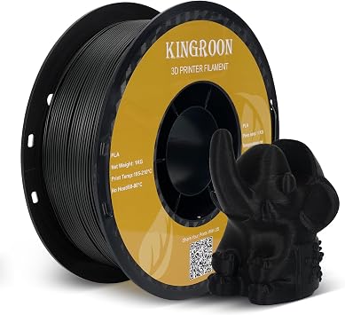 Kingroon High Speed PLA 3D Printer Filament 1.75mm, 3D Printer Rapid Filament for 30-600mm/s Hyper Printing Filament, Dimensional Accuracy +/- 0.03 mm, 1kg Plastic Spool2.2lbs Black