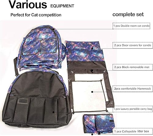 Miniatura 2 de Mispace - Jaula portátil para gatos con doble compartimento, fácil de plegar y transportar, cómoda jaula de viaje para cachorros y perros con bolsa