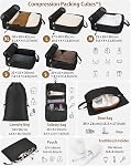 10pc Expandable Compression Packing Cubes, Travel Organiser Bags for Suitcase & Luggage Essentials, Space Saving Packing Organizers Set for Travel Accessories Black