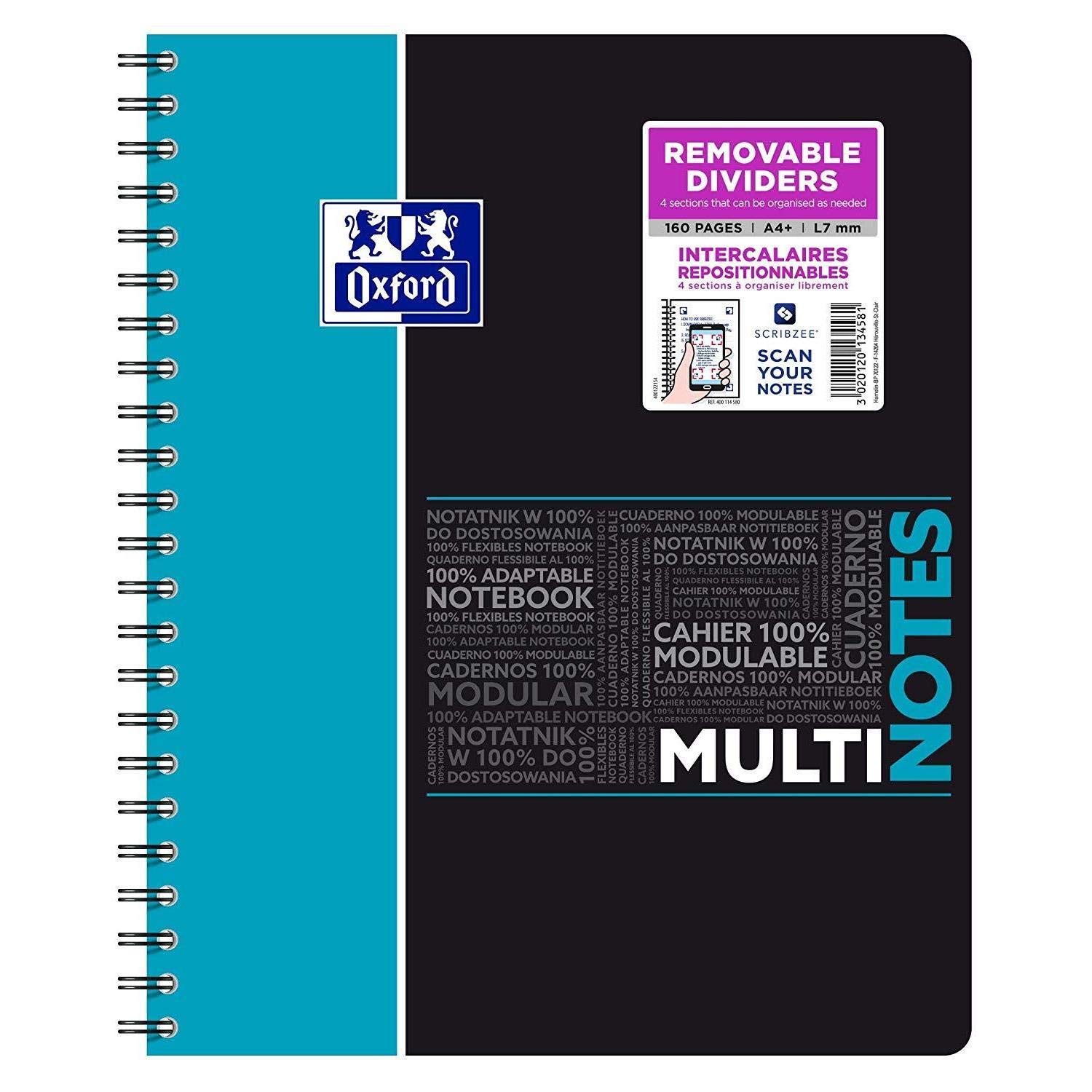 Oxford Notizbuch, Schulhefte, Spiralbindung, A4, 160 Seiten, liniert, 90 g, mit Trennblättern