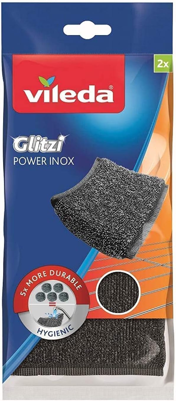 Glitzi Power INOX Steel Sponge for Stubborn Dirt, 2 Pieces