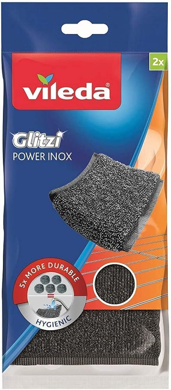 Vileda Glitzi Power Inox Metallic scouring pad 2pcs, Hardwearing Fabric ...