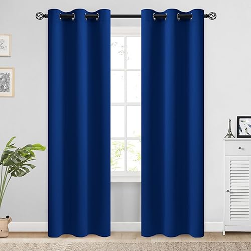 Miniatura 16 de COSVIYA Cortinas 100% opacas para dormitorio con forro negro, bloqueo de luz completa, aislamiento térmico y ojales, tratamiento de ventana de 54