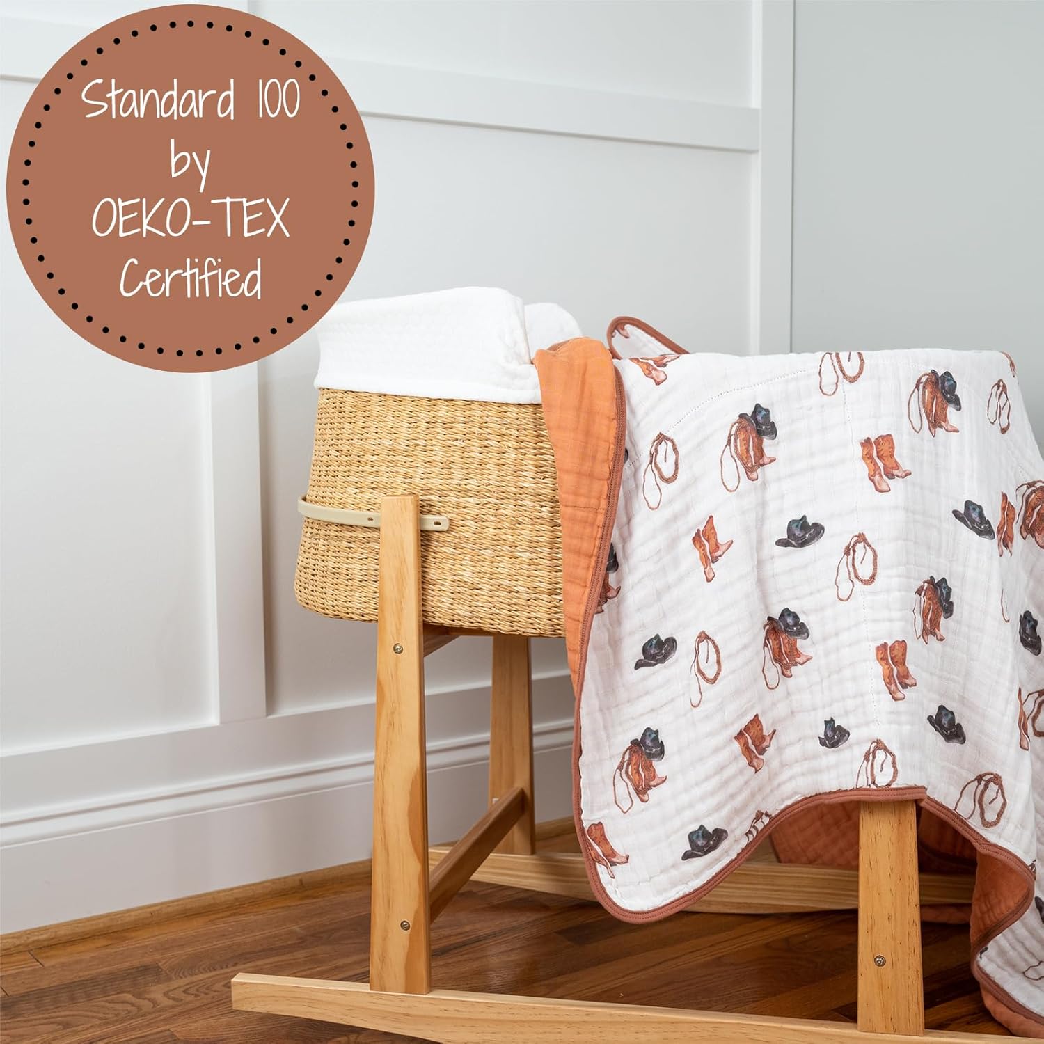 LollyBanks Muslin Baby Blanket 100% Organic Cotton, Muslin Quilt Lightweight, Toddler Blanket for Boys, 6 Layers Baby Blankets 47"x 47", Nursery Receiving Blankets Baby Essentials (Cowboy Print) - Image 6