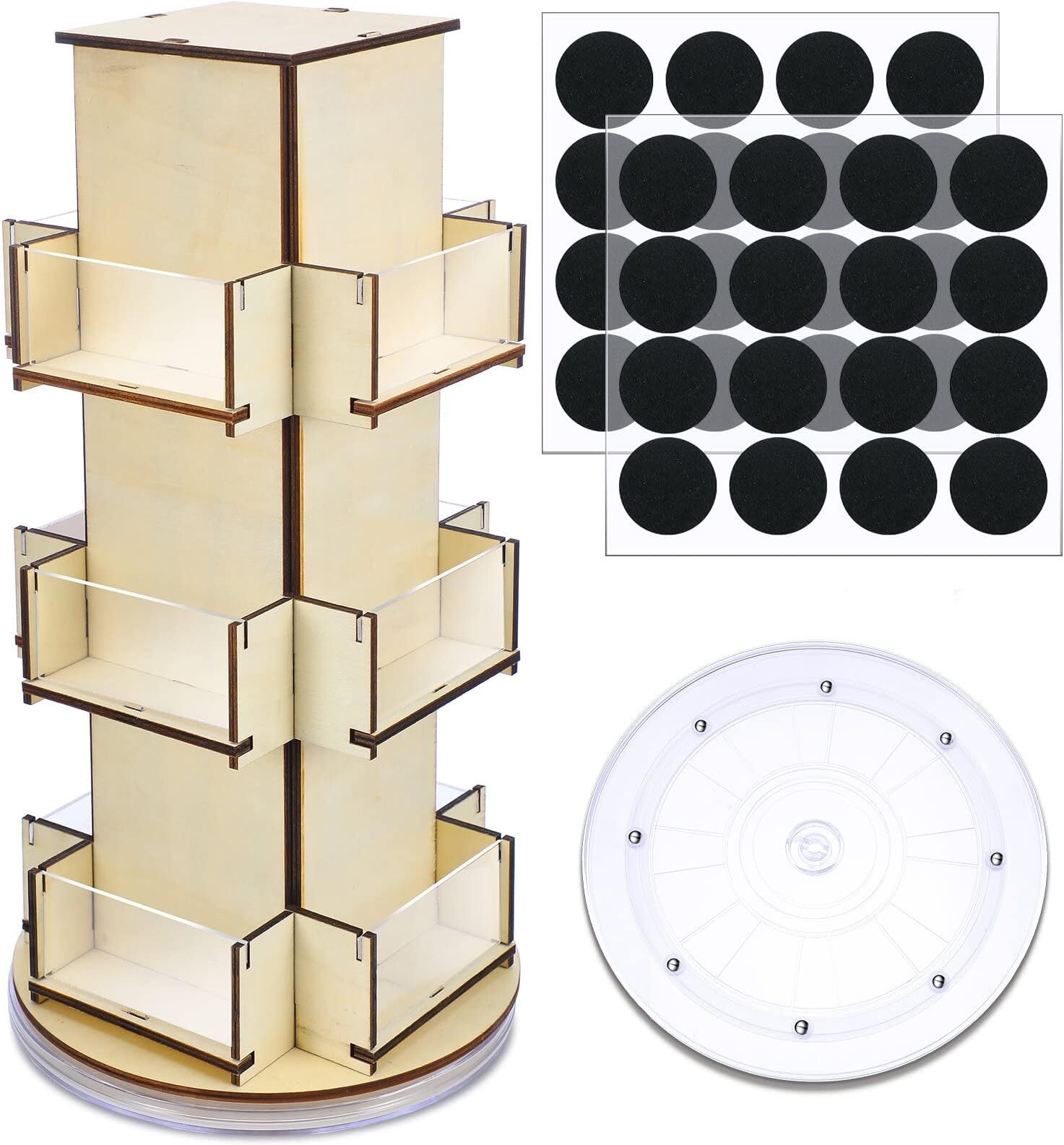 Amazon.com: Kathfly Rotating Display Stand 3 Tier Wood Greeting Card ...