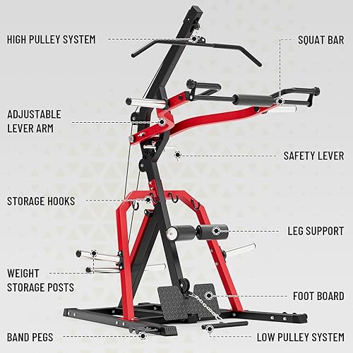 Miniatura 5 de GMWD Gimnasio de palanca con banco de pesas, máquina de prensa de banco múltiple de 2055 libras para entrenamiento de fuerza, máquina de