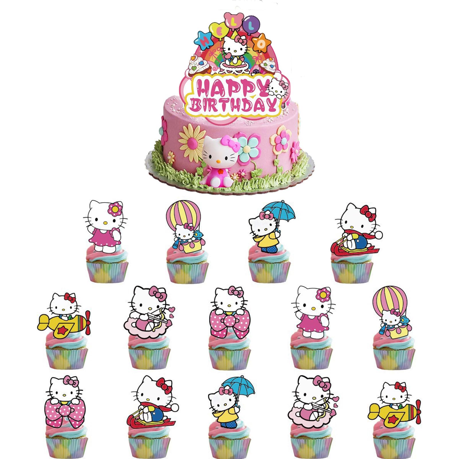 Cute Cake Decorations, Happy Birthday Cake Topper, Party Supplies for Girls, Gifts for Her