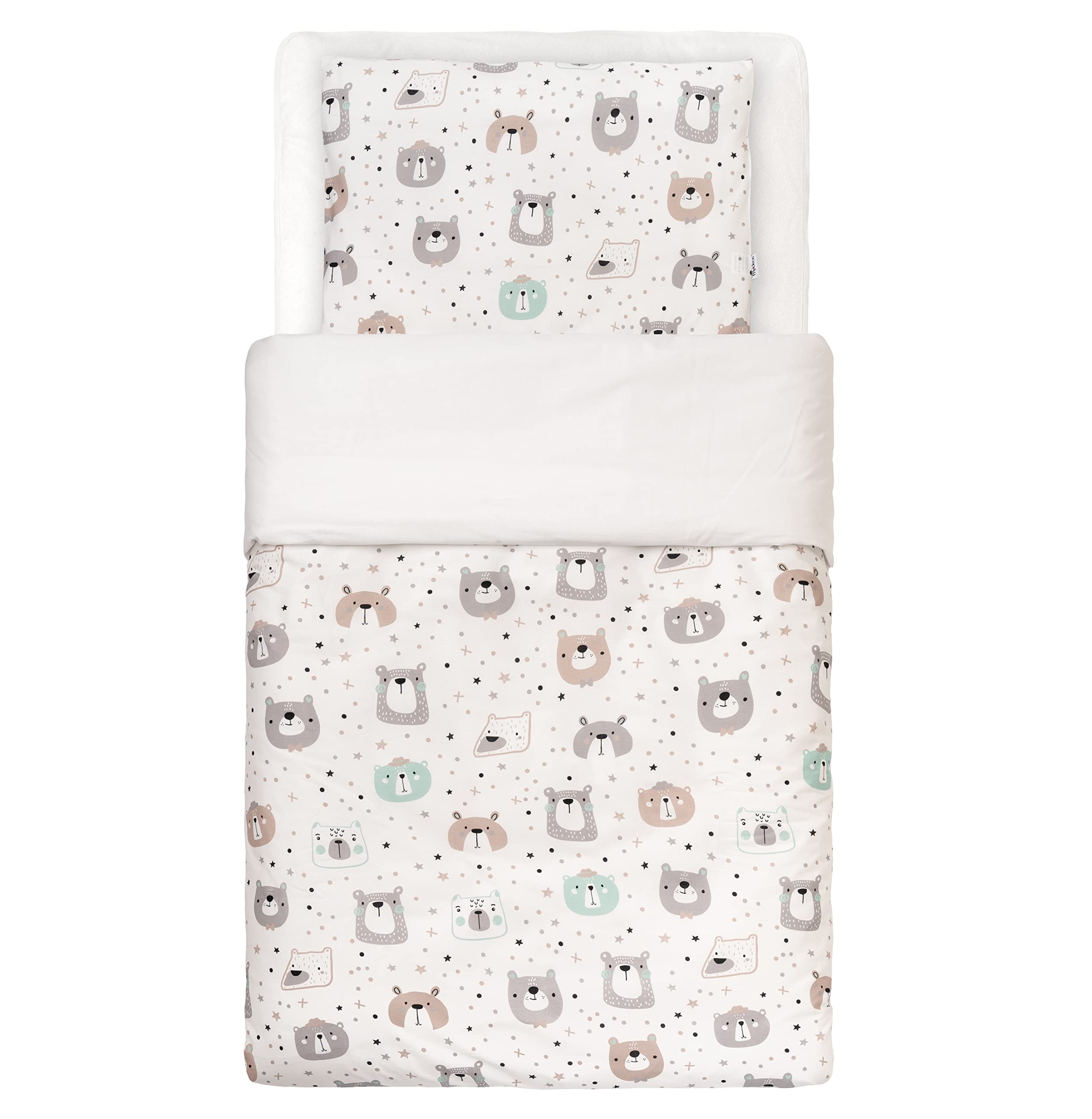 FlyIdeas Juego de Funda Nordica y Almohada 180x120 cm / 60x40 cm, 2 pz - para Cama/Colchon Individual Infantil - Sabanas y Ropa de Cama para Bebés, 100% Algodon