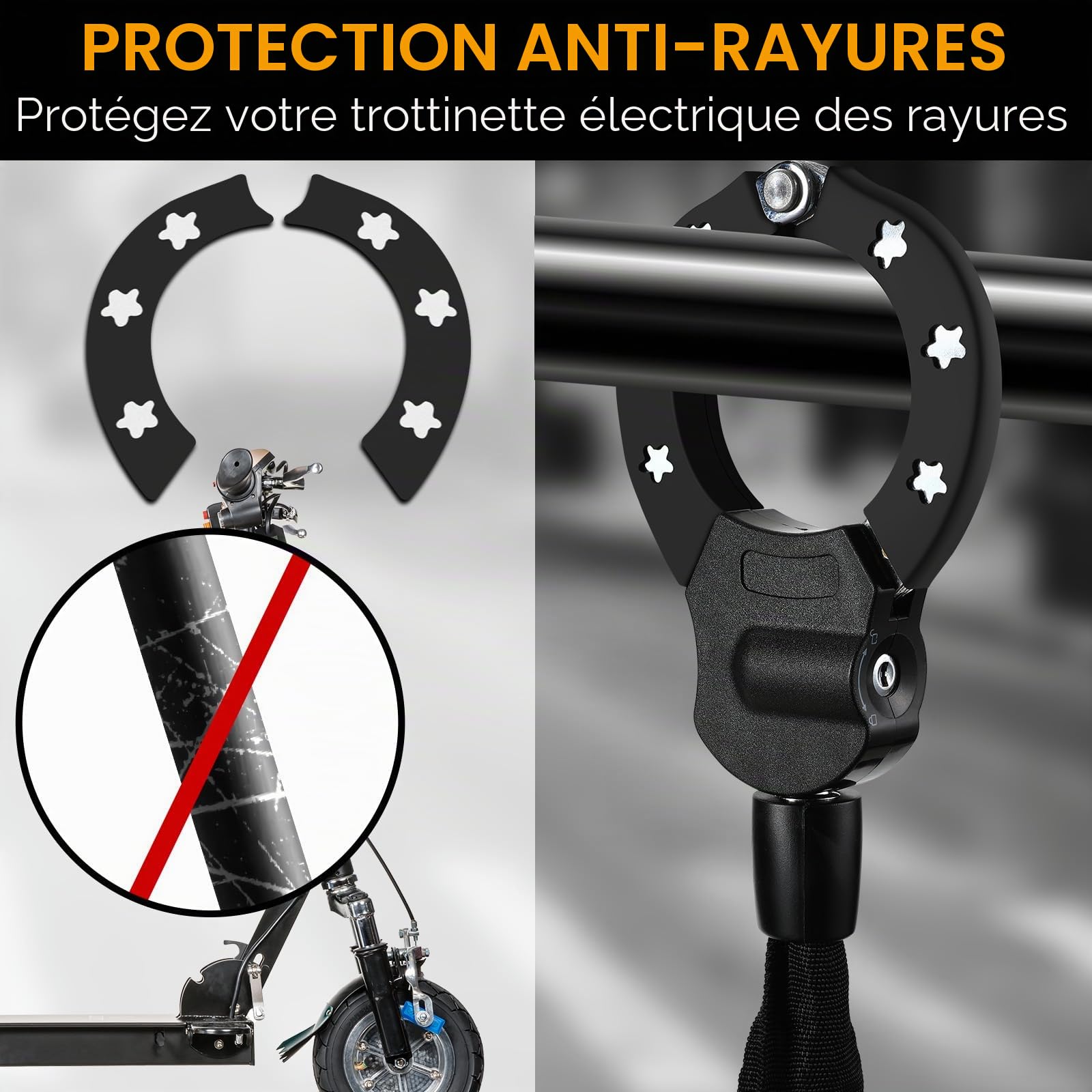 Antivol Trotinette Electrique, 6mm Chaînes Antivol, Cadenas Trotinette | 93cm Robuste Antivol Chaine Velo avec Clés, Cadenas Velo Antivol pour les Scooter, Vélos, Moto, Portail, Clôture, Poussettes