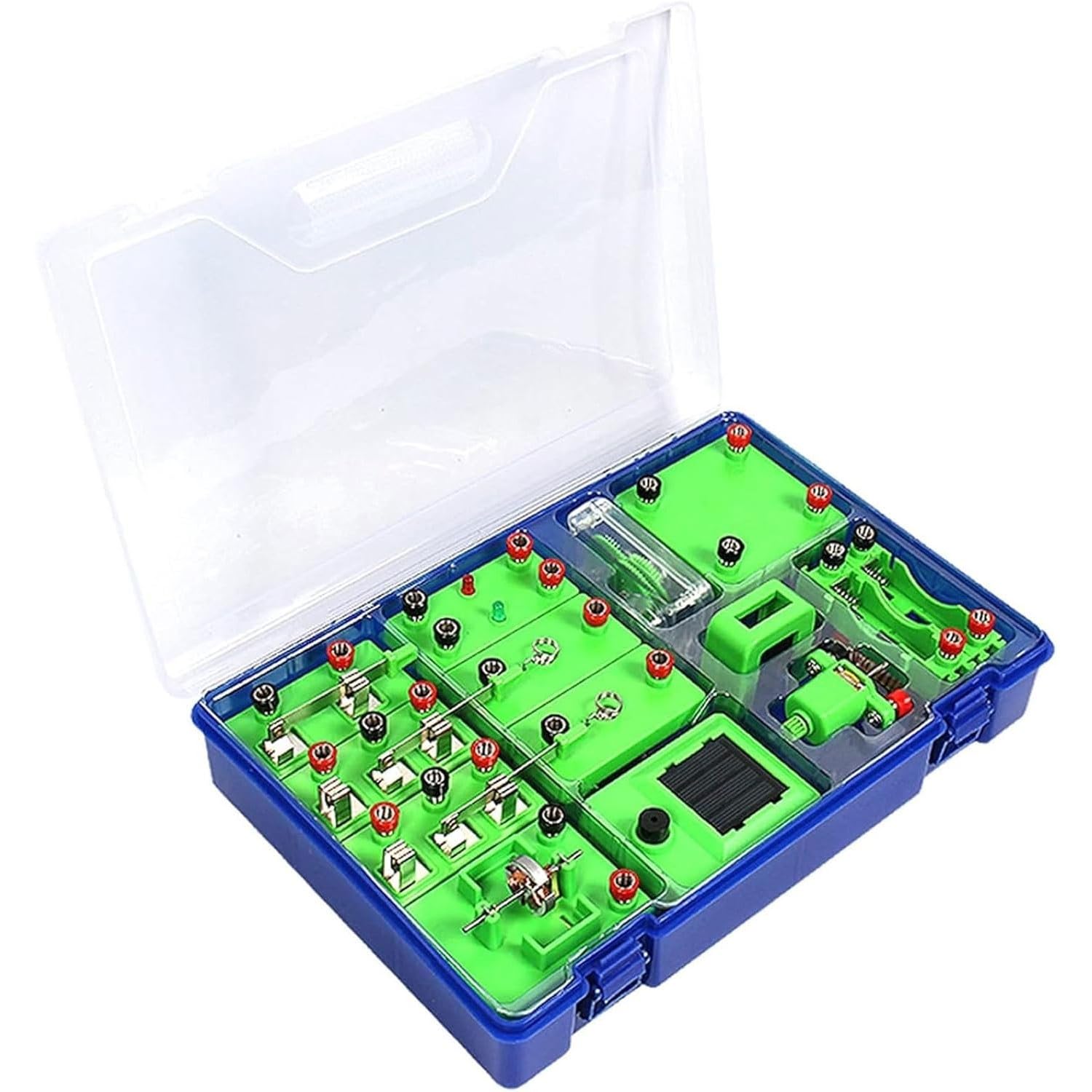 Plug & Play-Experimentierbox for elektromagnetische Schaltkreise mit Federklemmen | Solar Buzzer Hand Generator Magnetfeld DIY Physik Exploration Lab Kit