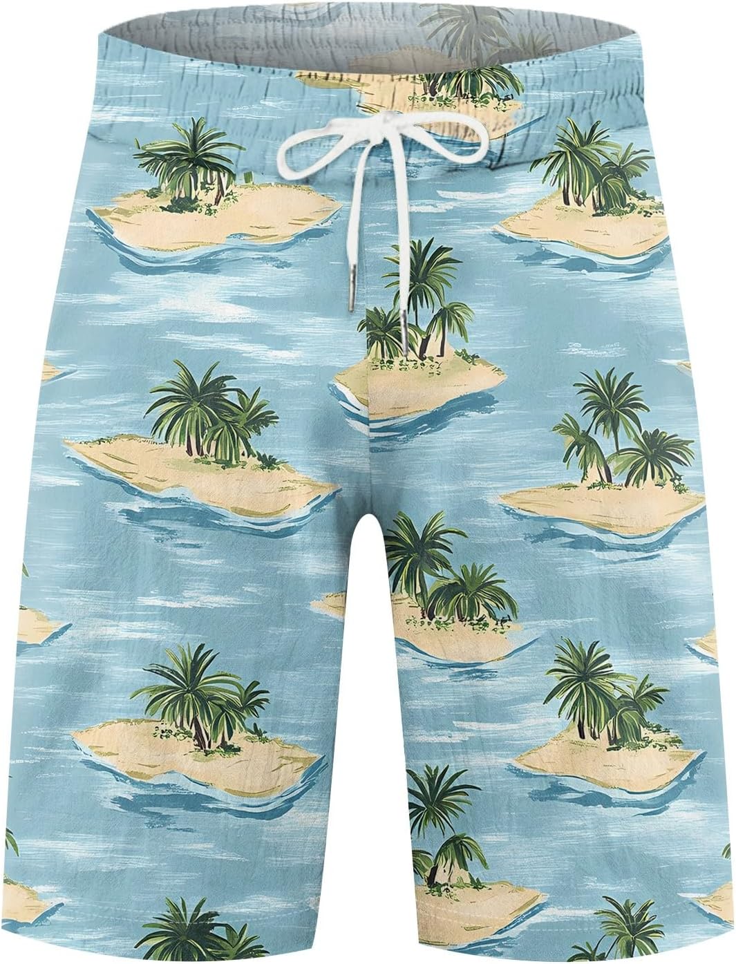 Men's Comfy Hawaiian Shorts Beach Drawstring Elastic Waist Floral Print Shorts Summer Quick Dry with Pockets