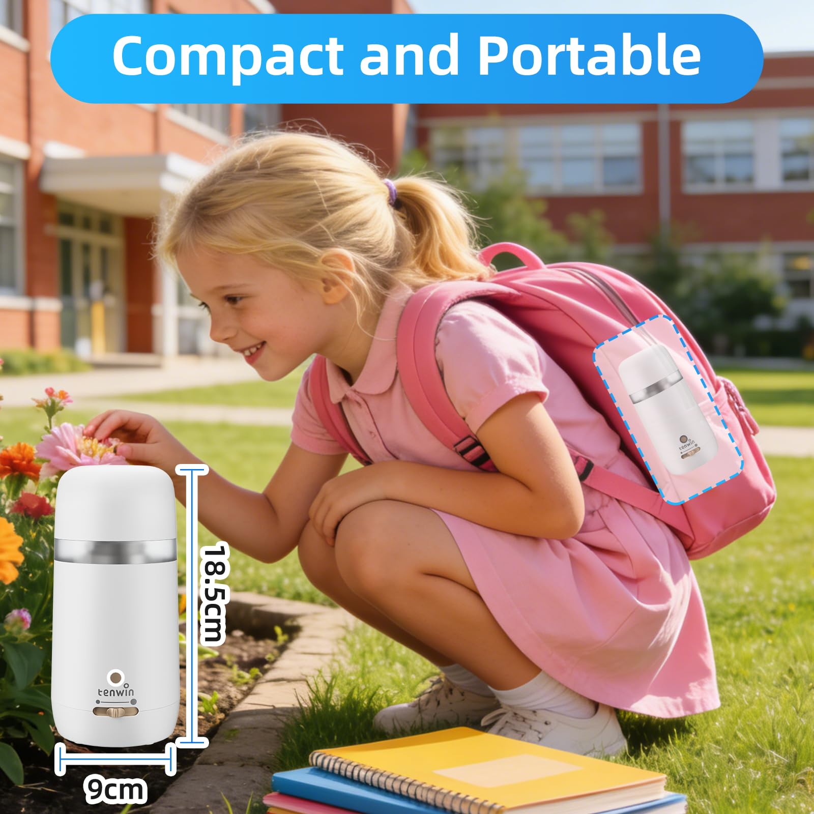 tenwin Sacapuntas eléctrico totalmente automático, recargable y portátil, afilado rápido de lápices y lápices de colores de 7 a 12 mm, ideal para el hogar, la oficina y la escuela (blanco)