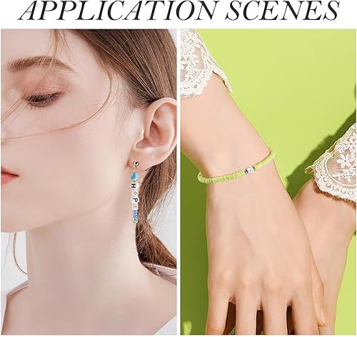 Vista 244 de FASHEWELRY 300 cuentas de letras acrílicas blancas de 0.236 x 0.236 pulgadas (0.236 x 0.236 in), cuentas del alfabeto para hacer pulseras