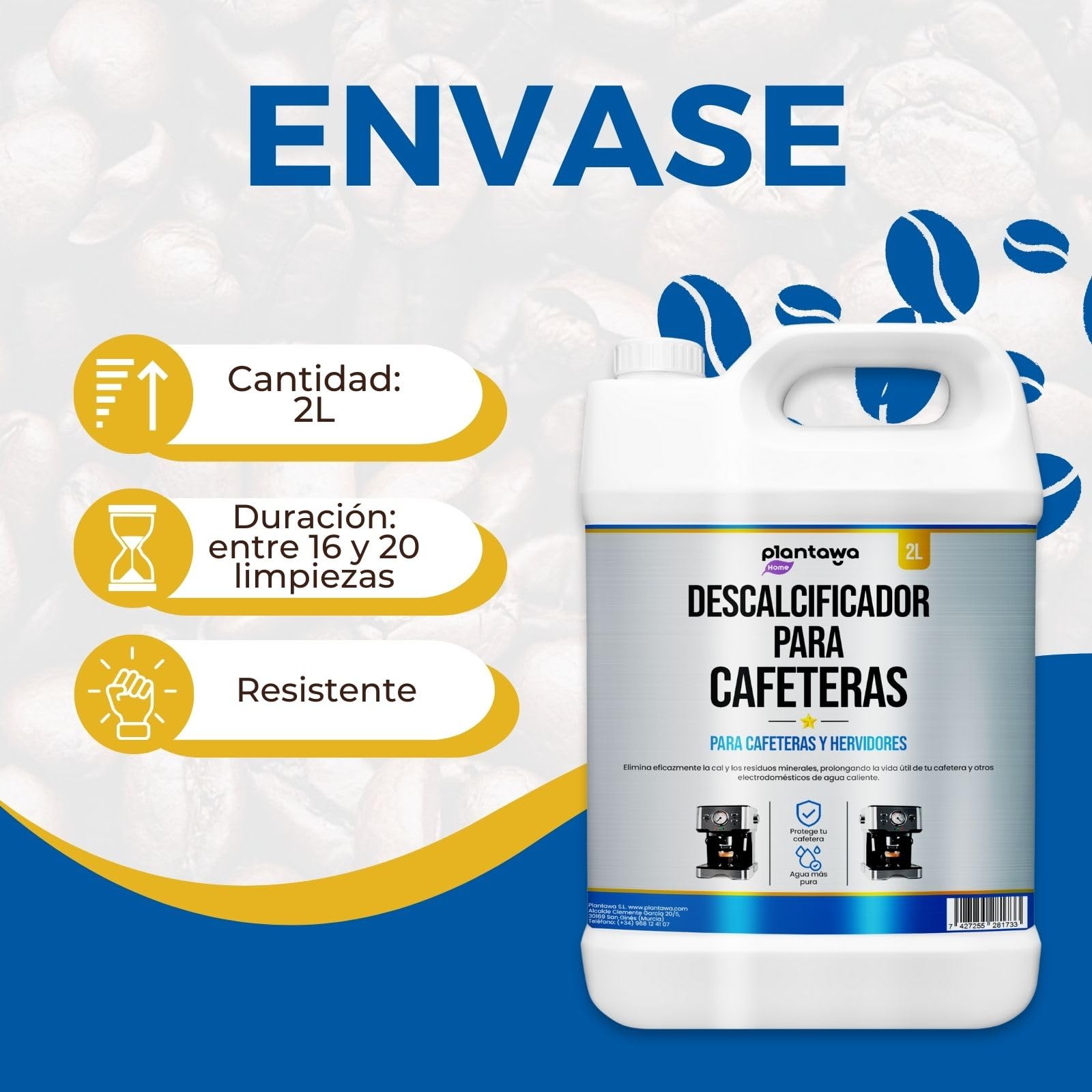 Plantawa Liquido decalcificante 2 litri. Compatibile con tutte le macchine da caffè. Mantieni la tua Macchina da Caffè in Ottime Condizioni, Rimuovi il calcare incorporato nelle macchine da caffè.…