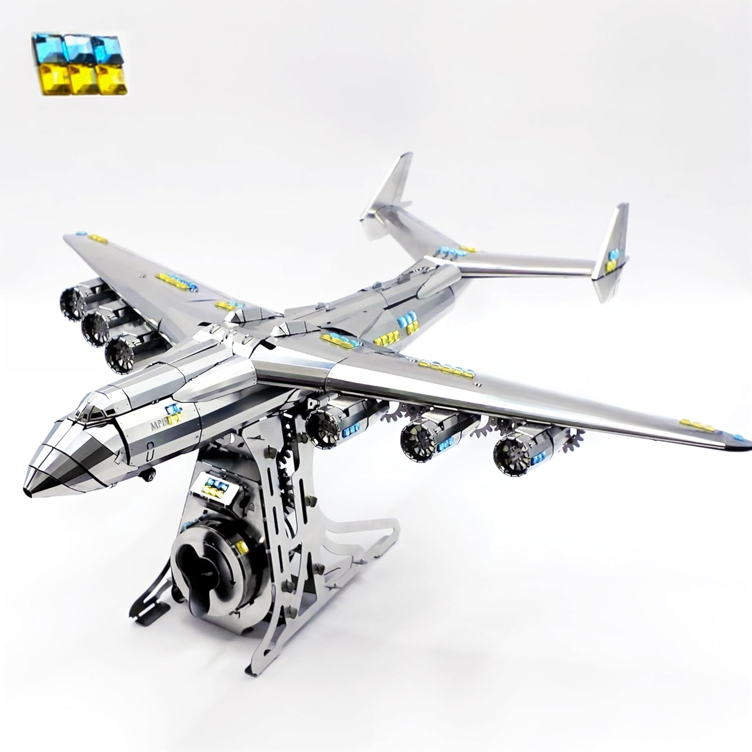 METAL-TIME Hand-Assembled Legendary AN-225 Mriya Crystal Edition, Embellished with Authentic Austrian Crystals, Stainless Steel Mechanical Model Figurine