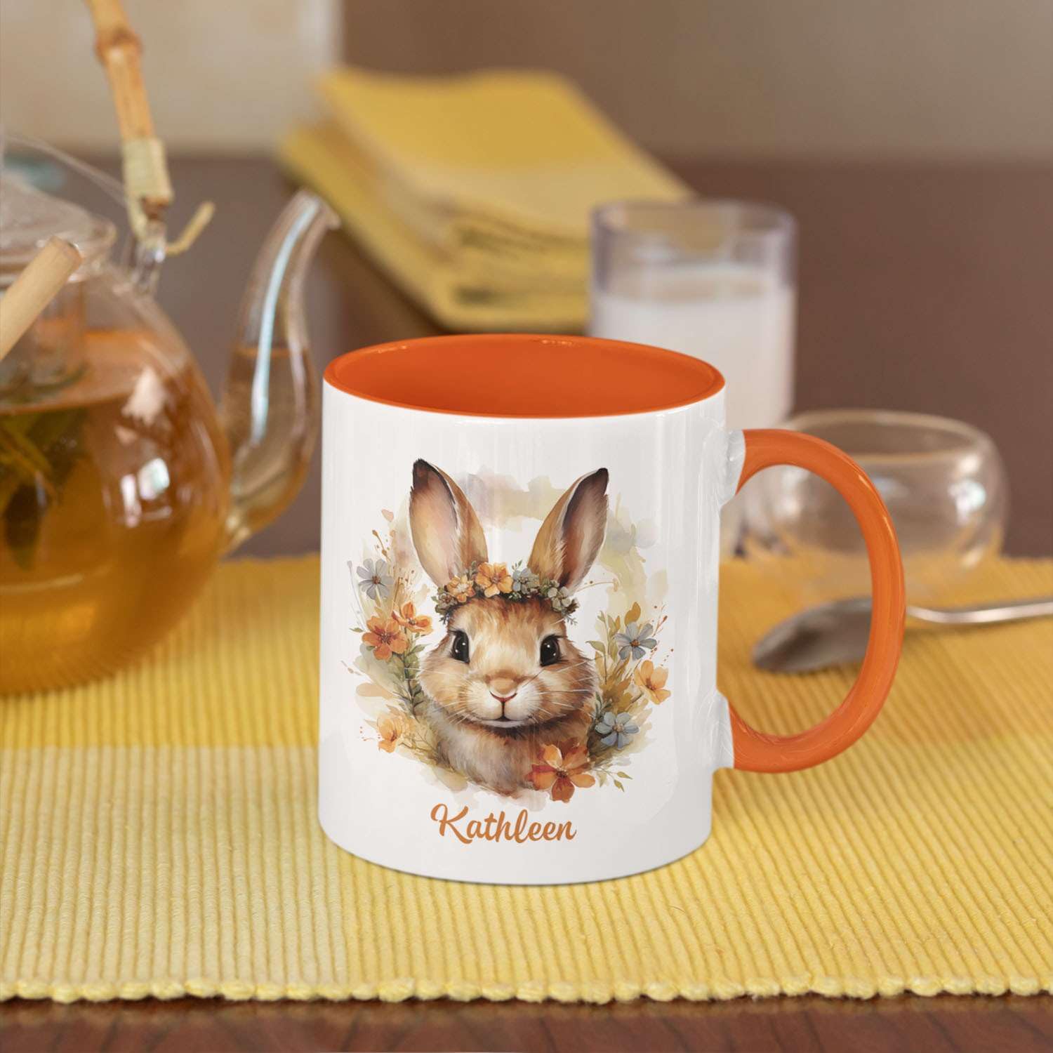 Custom Name Bunny Mug - Personalized Ceramic Cup With Wrendale Design, 11oz Or 15oz, Gift For Animal Lovers - View #4
