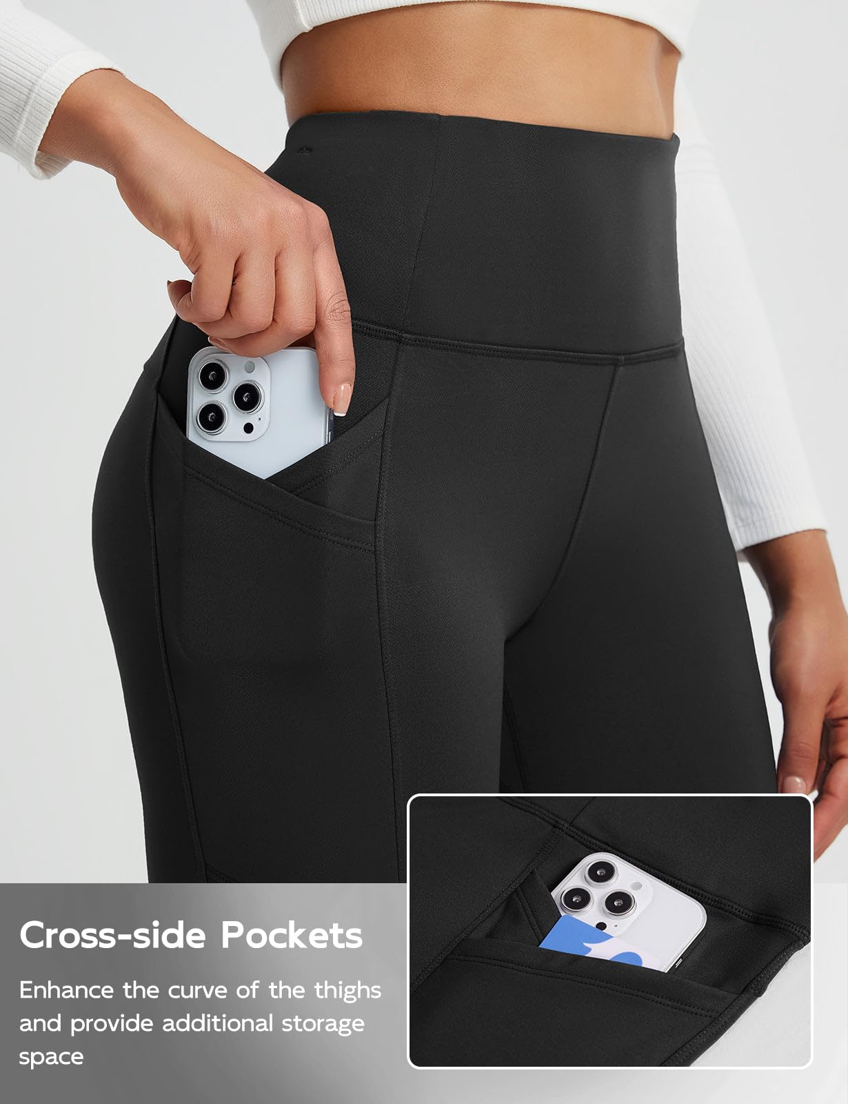 baleaf Thermo Leggings Damen Winter Leggings Gefütterte Thermoleggins Hohe Taille Yogahose Wasserabweisend Sporthose mit Taschen