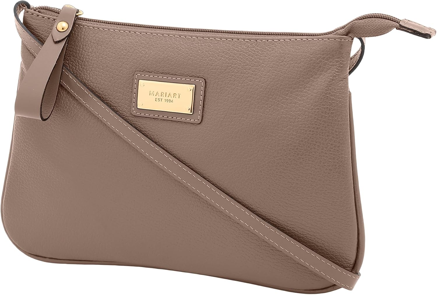 Bolsa Feminina Transversal Zíper Couro Legítimo Mariart 199