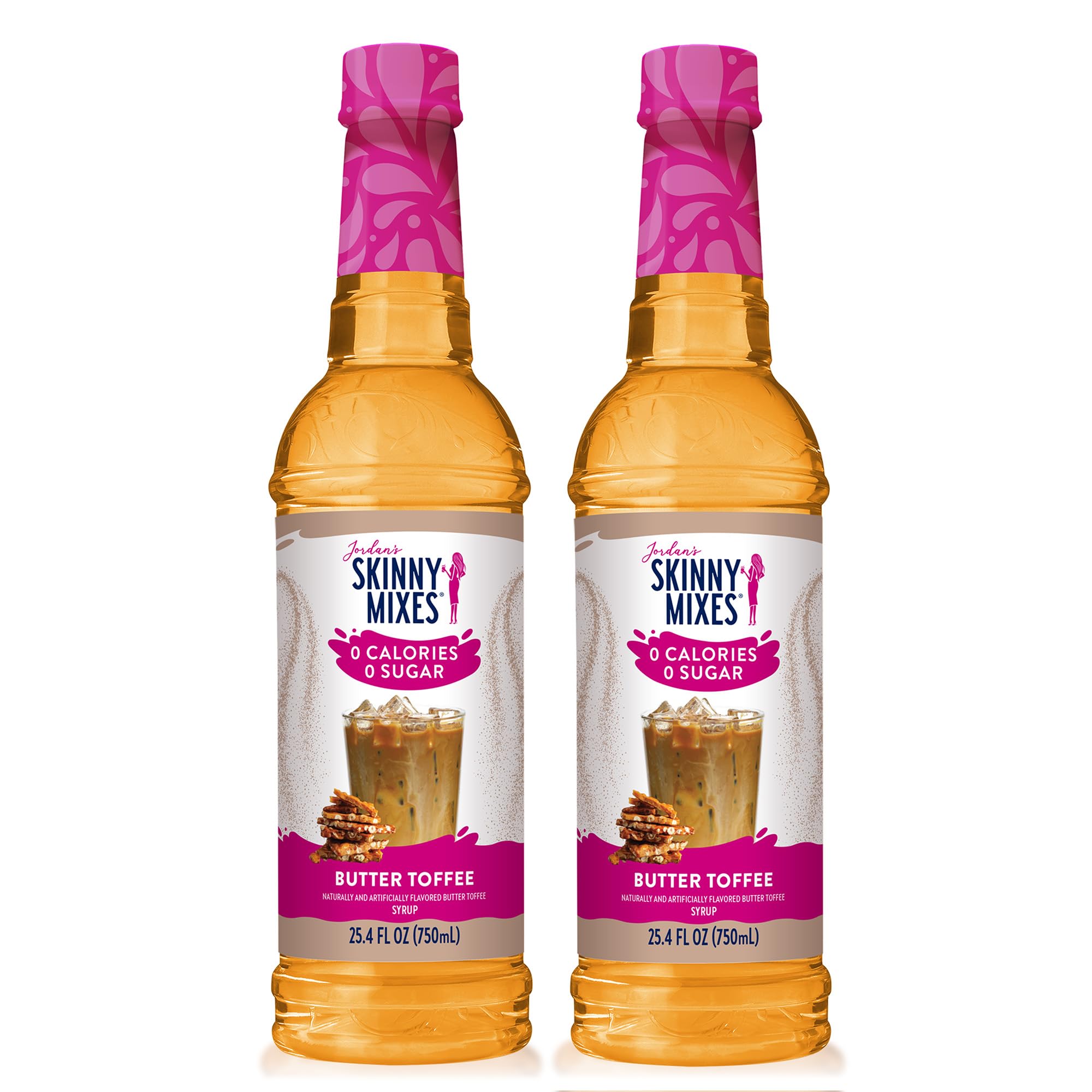 Jordan's Skinny Syrups Butter Toffee, Sugar Free Flavoring Syrup, 25.4 Fl Oz (Pack of 2)