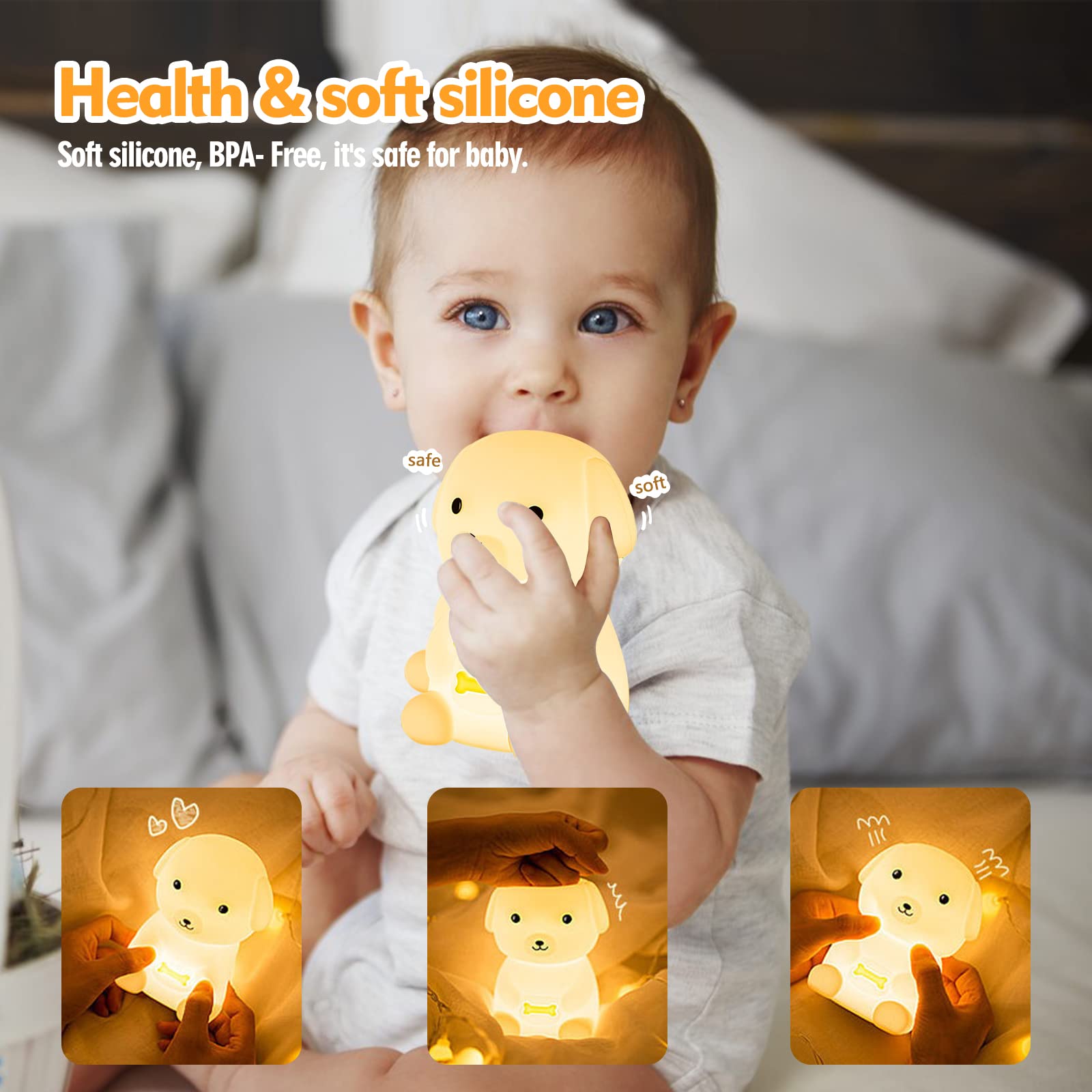 LEDHOLYT Night Light For Kids,Cute Silicone Nursery Puppy Lamp For Baby - View #10