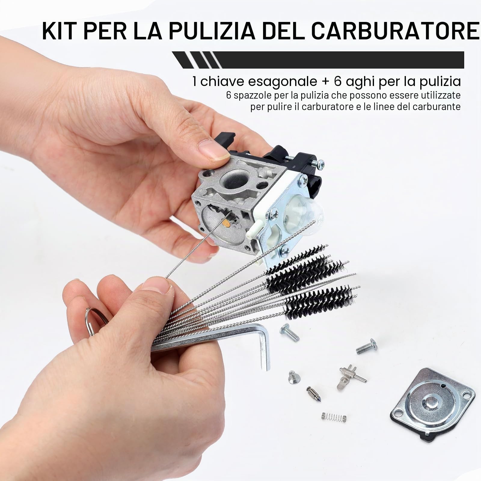 Set di 12 Strumenti di Regolazione del Carburatore Cacciaviti Carburazione Motosega 2 Tempi Attacco Splined/Cacciavite Pac man/Double D per Poulan Husqvarna STHIL Echo Decespugliatore