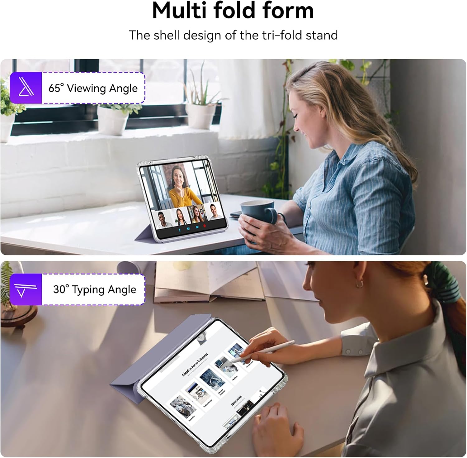 Case for iPad Pro 11 inch (M5/M4) 2025/2024 with Pencil Holder | 2-in-1 Removable Clear Back Cover | Supports Apple Pencil Pro & USB-C Charging | Auto Wake/Sleep Function (Purple)