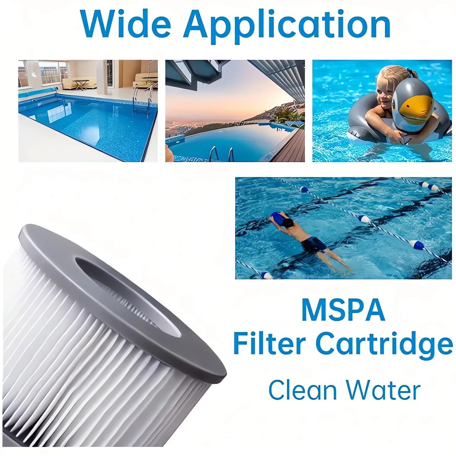 Ersatzfilter für MSPA Whirlpool Ersatzfilter-Kartusche Wasserfilter, Filter für Whirlpool und heiße U-Boote sowie Spas, Aufblasbare Pools, Wasserfilter Modell ab 2020, Packung à 8