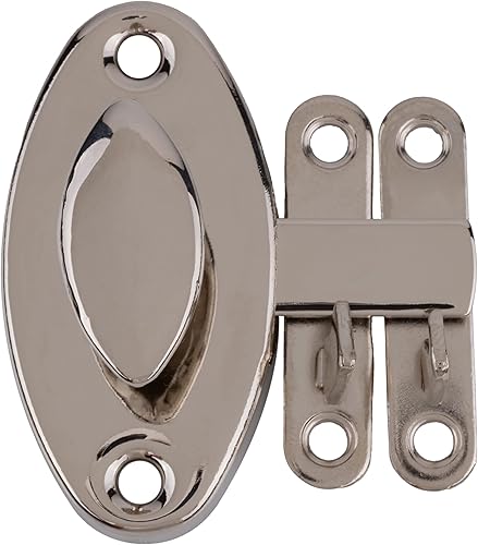 Pestillo de puerta de gabinete Hoosier ovalado niquelado con pestillos empotrados y desplazados  Montaje de puertas para mano izquierda o derecha